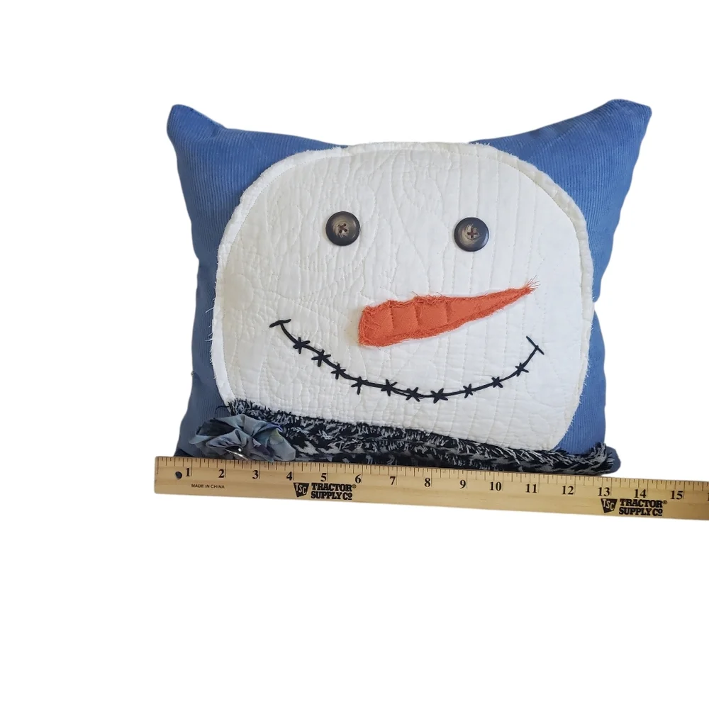NEW Homemade Snowman Decorative Pillow Set - Blue and White